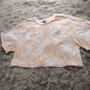 Cute light orange tie dye crop tee